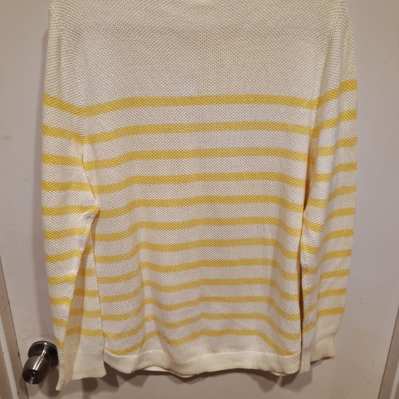 GAP NWT Women's Yellow Stripe Rounded Hem Cotton Pullover Sweater Sz XXL Preppy - Picture 7 of 7